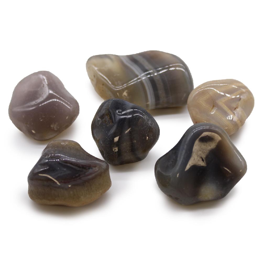 6x Large African Tumble Stone - Grey Agate - Botswana