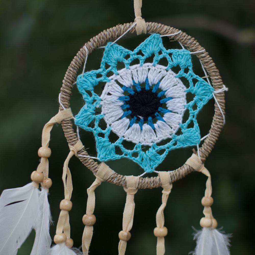 6x Pastel Blue Macramé Dream Catcher 12cm (asst Colours)