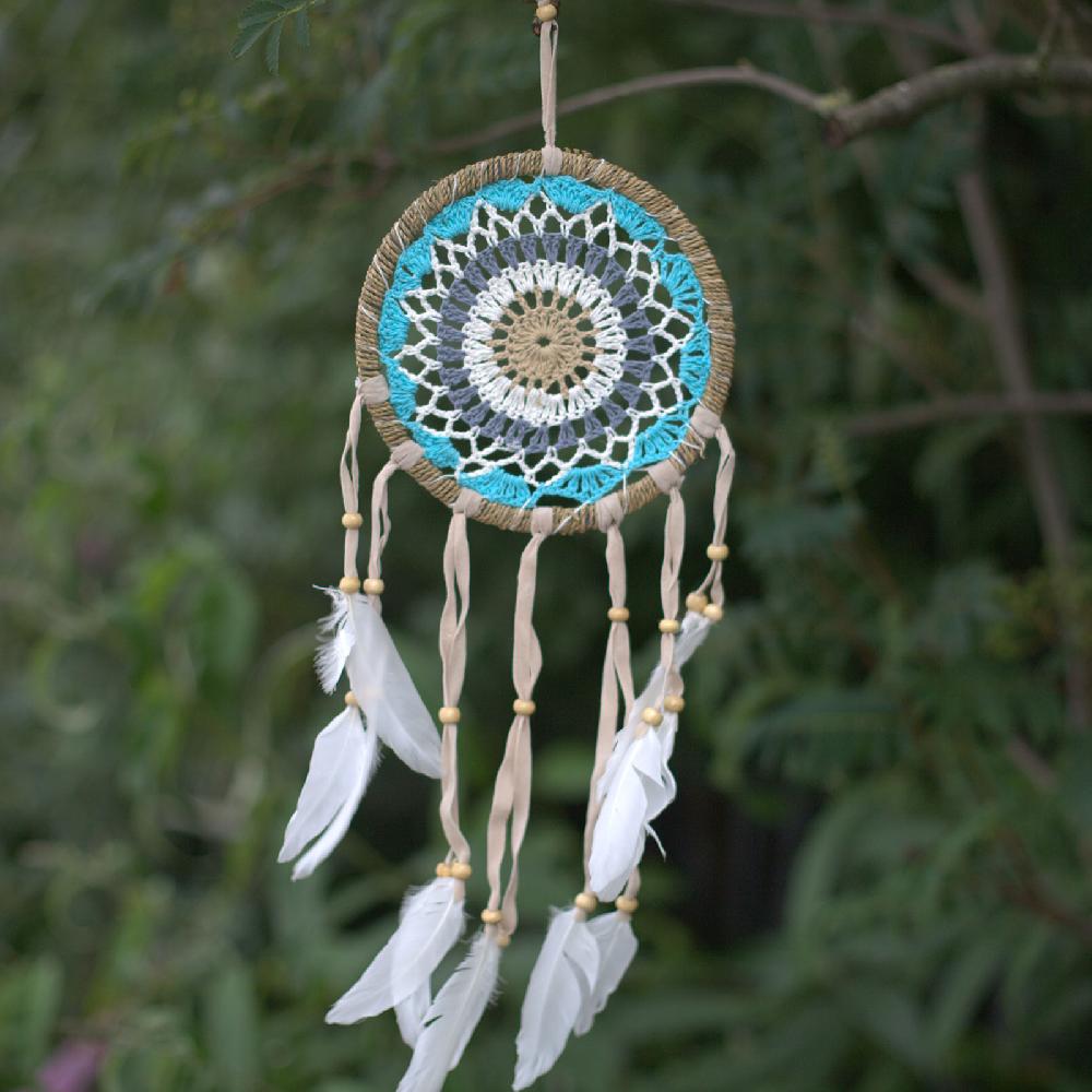 6x Pastel Blue Macramé Dream Catcher 16cm (asst Colours)