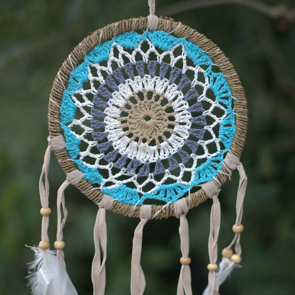 6x Pastel Blue Macramé Dream Catcher 16cm (asst Colours)