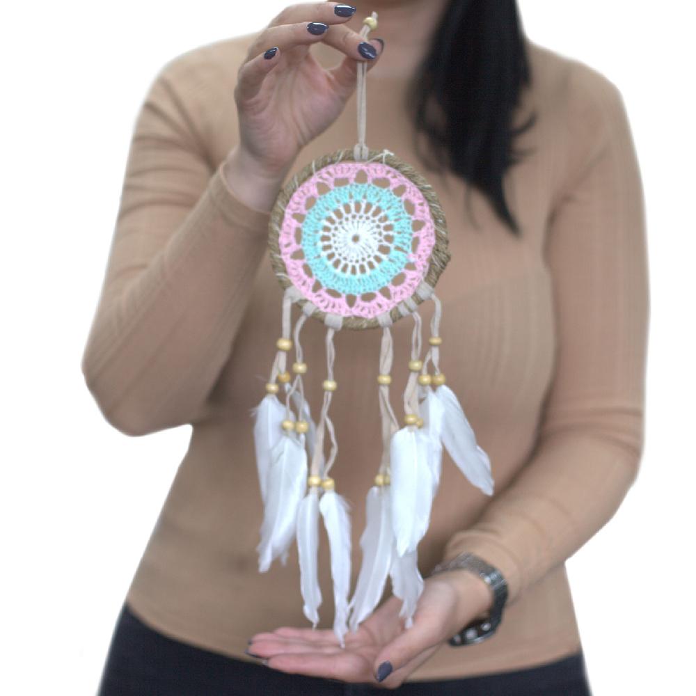 6x Pastel Pink Macramé Dream Catcher 12cm (asst Colours)