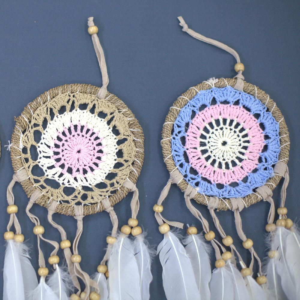 6x Pastel Pink Macramé Dream Catcher 12cm (asst Colours)