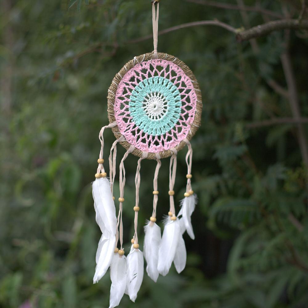 6x Pastel Pink Macramé Dream Catcher 16cm (asst colours)