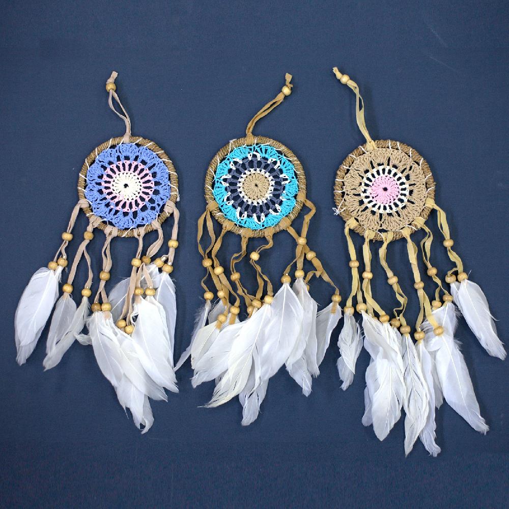 6x Pastel Pink Macramé Dream Catcher 9cm (asst Colours)