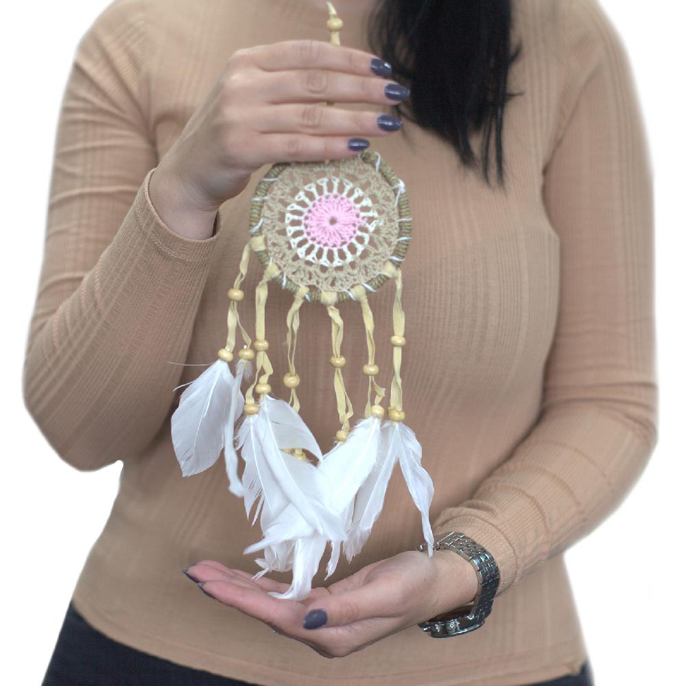 6x Pastel Pink Macramé Dream Catcher 9cm (asst Colours)