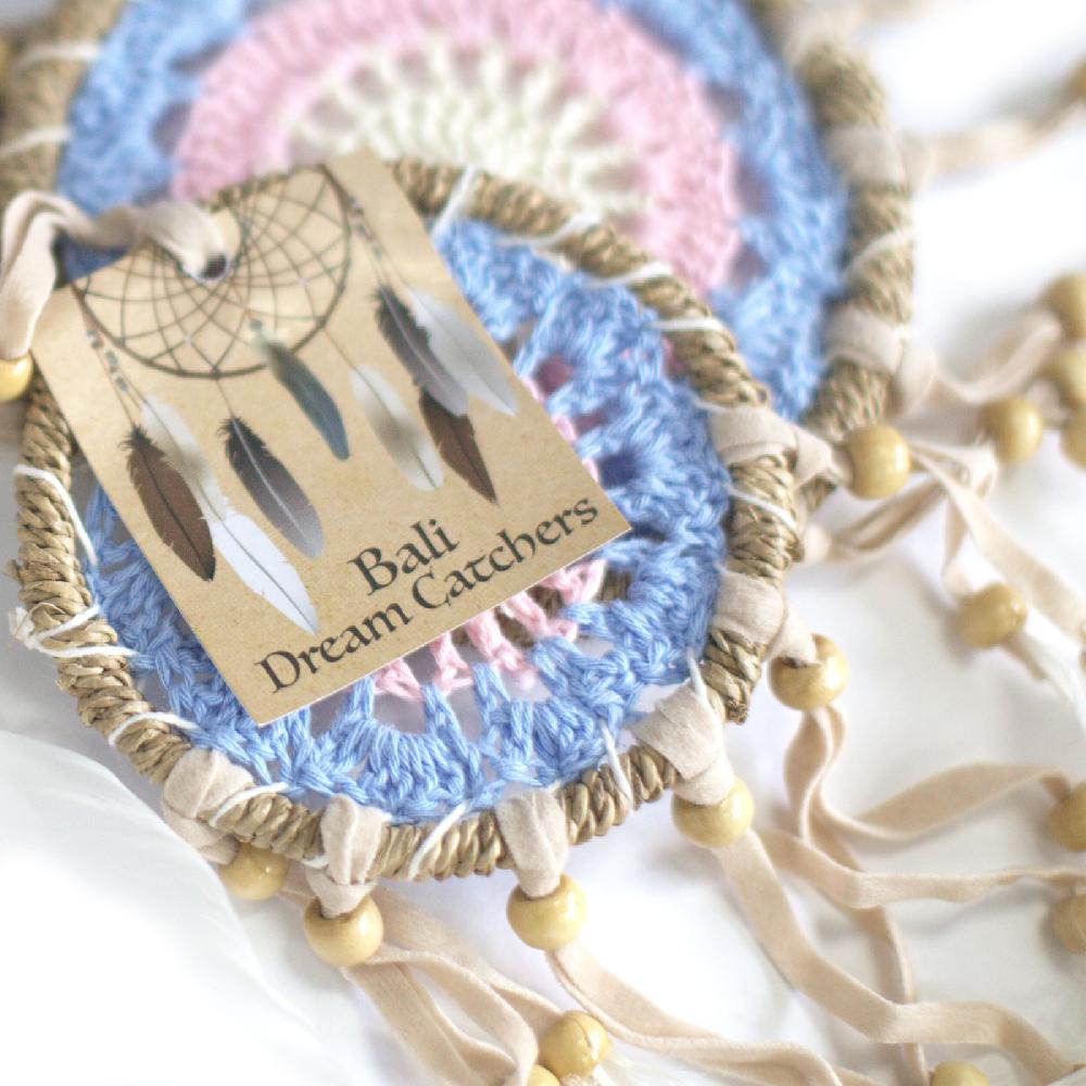 6x Pastel Pink Macramé Dream Catcher 9cm (asst Colours)
