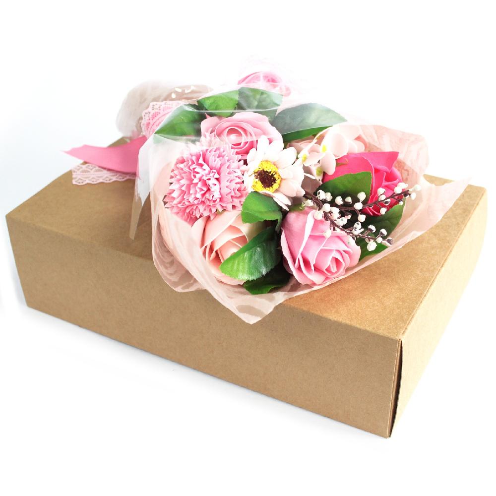 6x Pink Boxed Hand Soap Flower Bouquet - Special