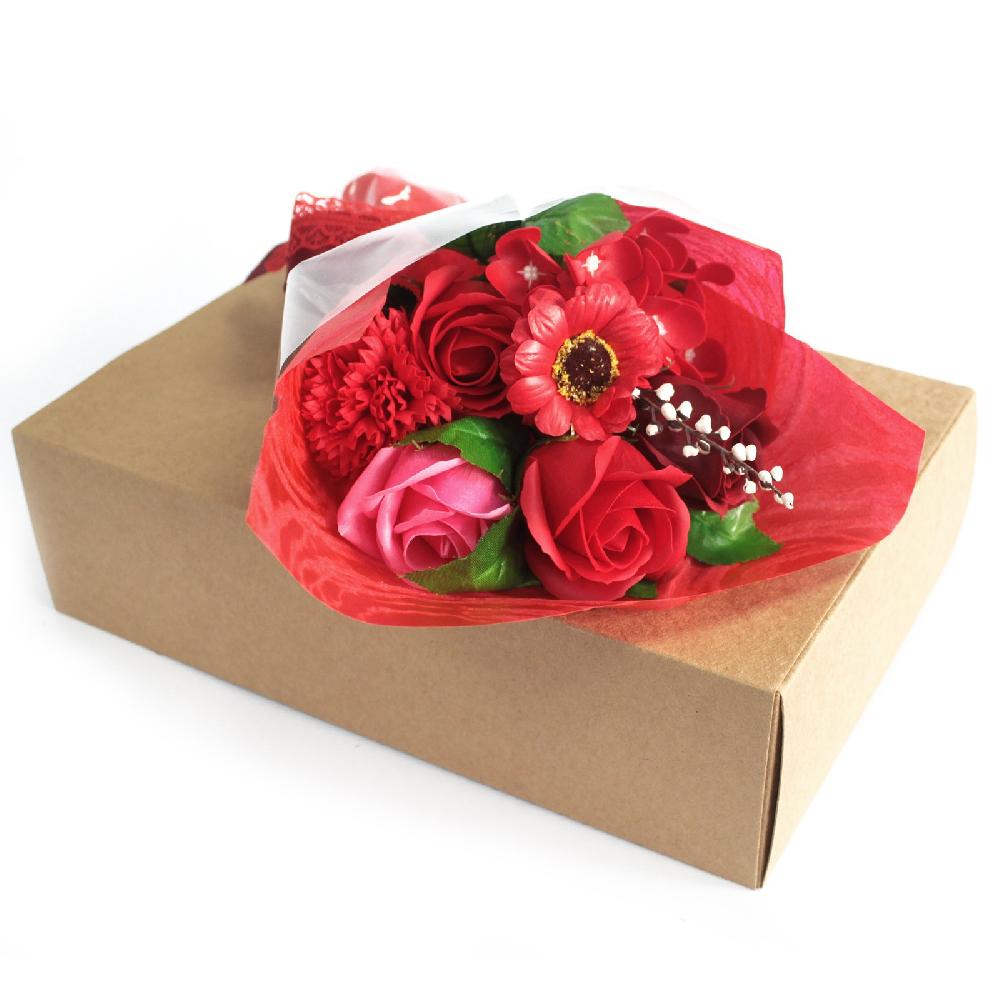 6x Red Boxed Hand Soap Flower Bouquet - Special
