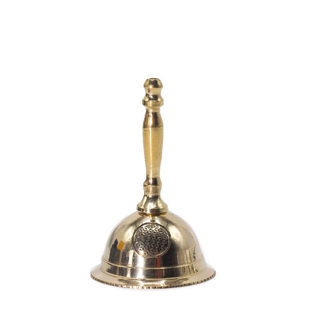 6x Small Altar Brass Bell - Flower of Life