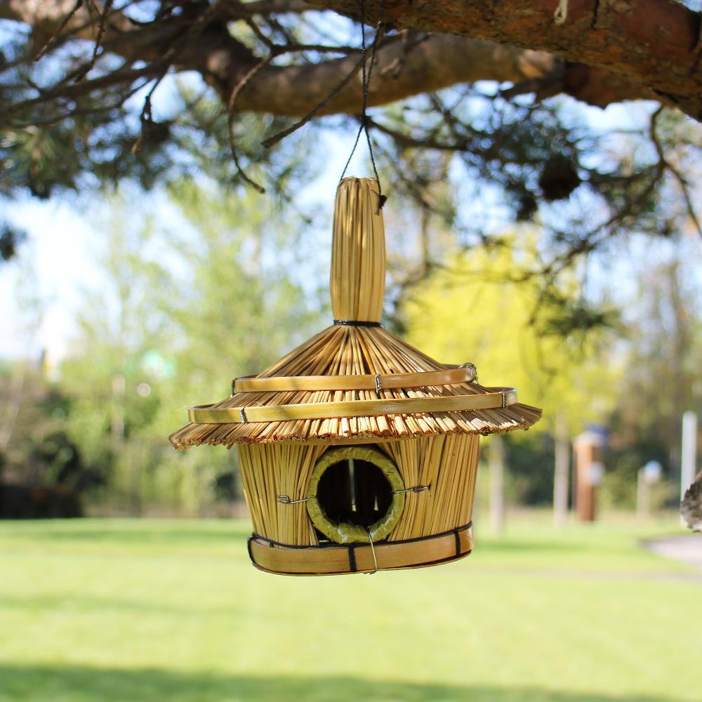 6x Small Round Seagrass Bird Box 17x17cm
