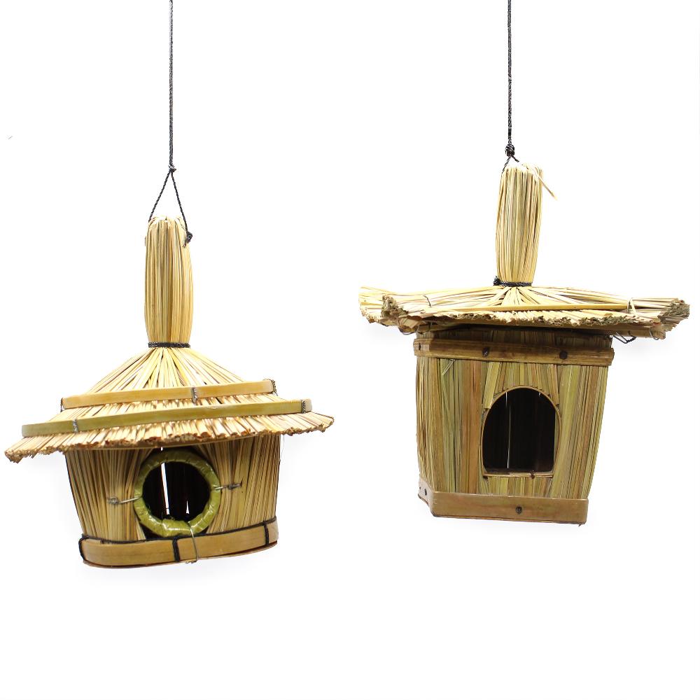 6x Small Square Seagrass Bird Box 18x13cm