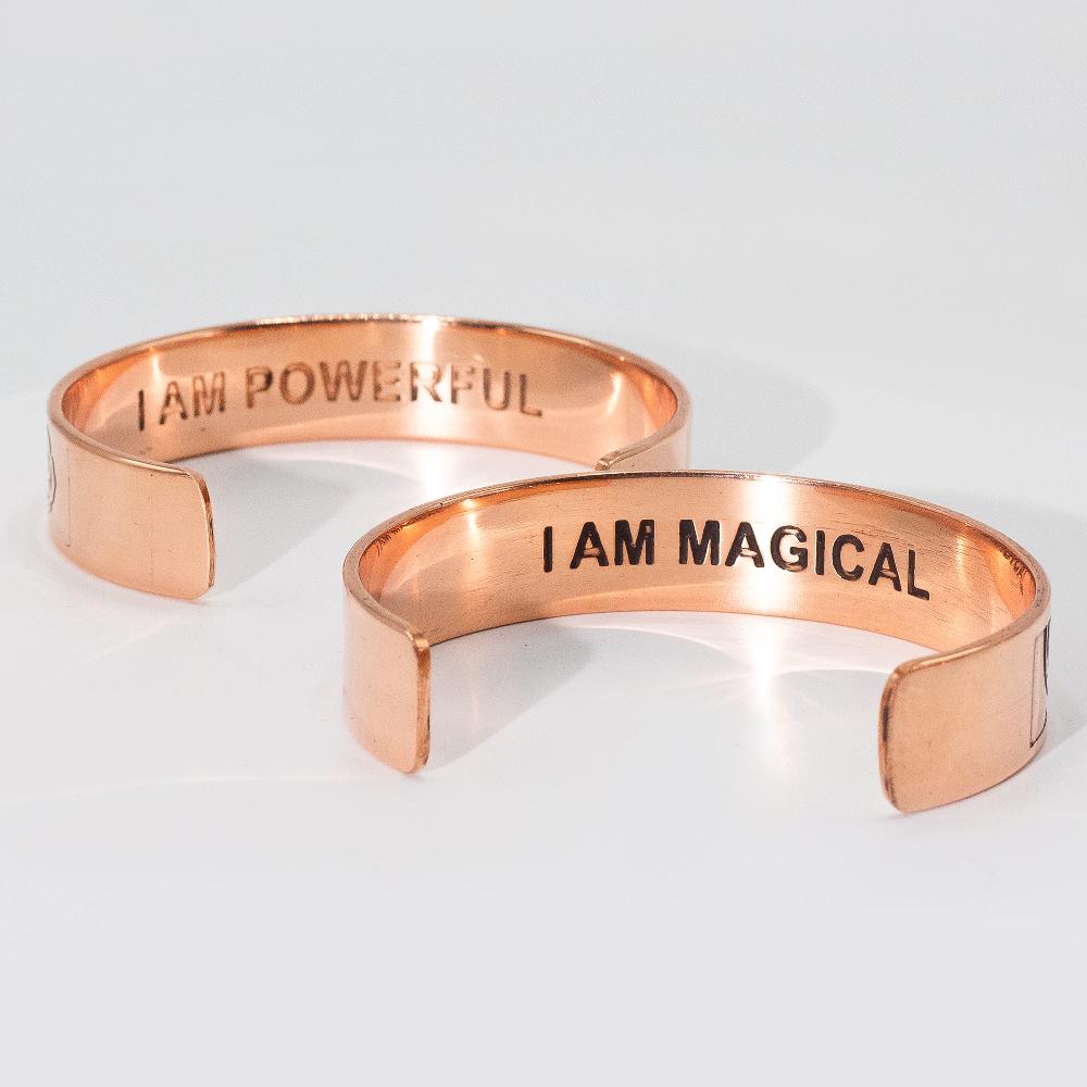 6x Solid Copper Bracelets With Affirmations Engravings (assorted)