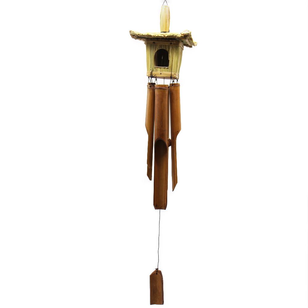 6x Square Seagrass Bird Box With Chimes 49x15cm