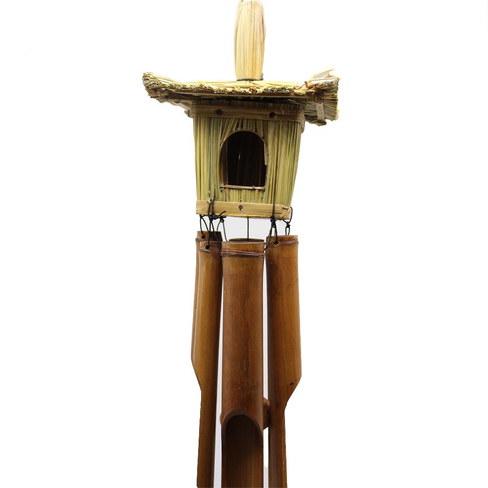 6x Square Seagrass Bird Box With Chimes 49x15cm
