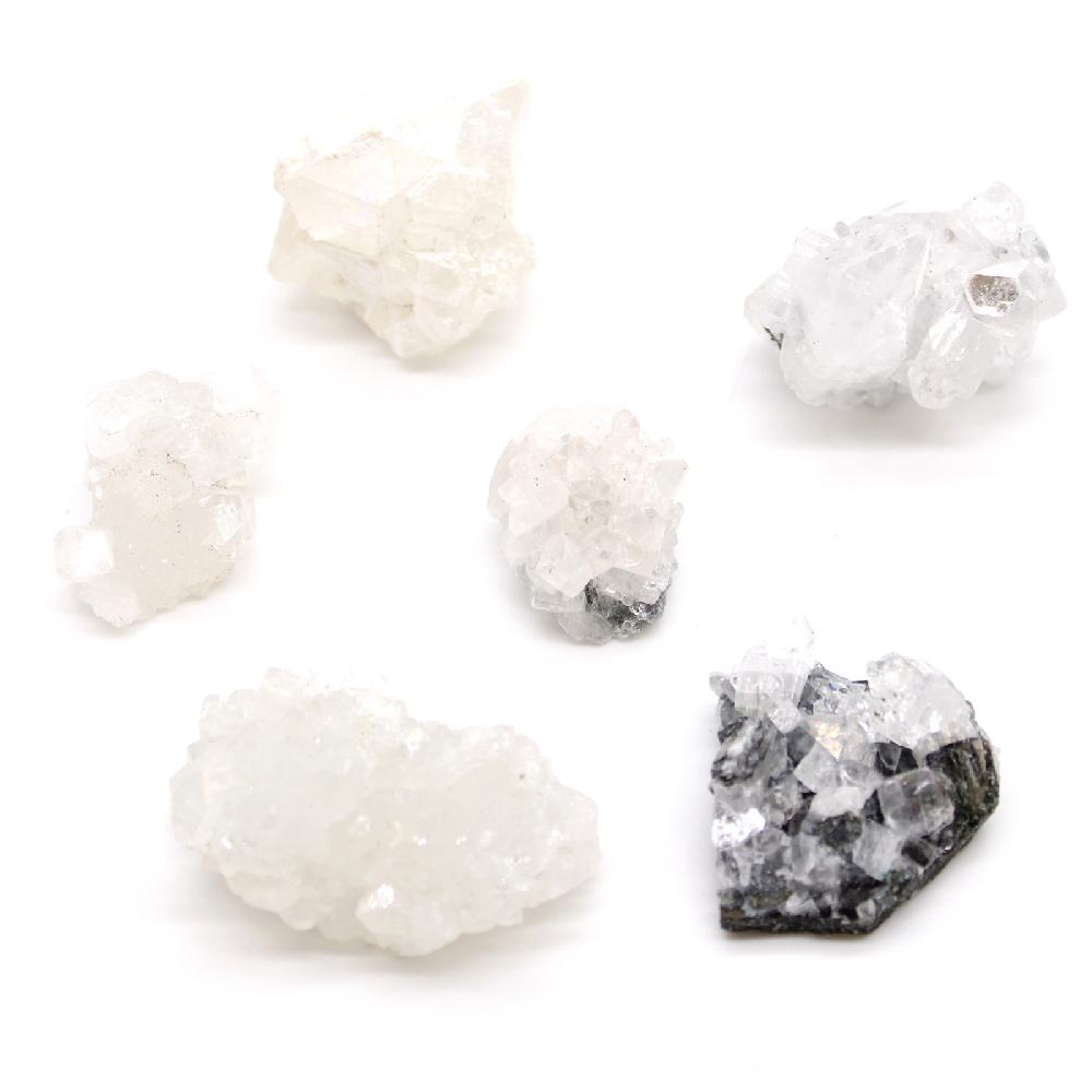 6x White Appophyllite Clusters 20-30mm