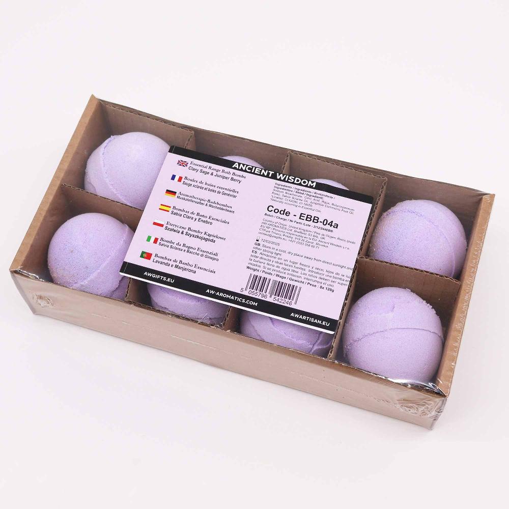 8x Essential Oil Bath Bomb - Clary Sage & Juniper
