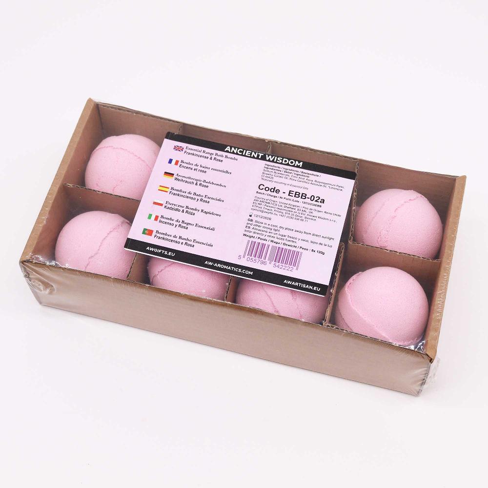 8x Essential Oil Bath Bomb - Frankincense & Rose