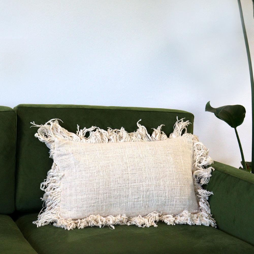 8x Linen Cushion Covers with Inner - with fringe 30x50cm