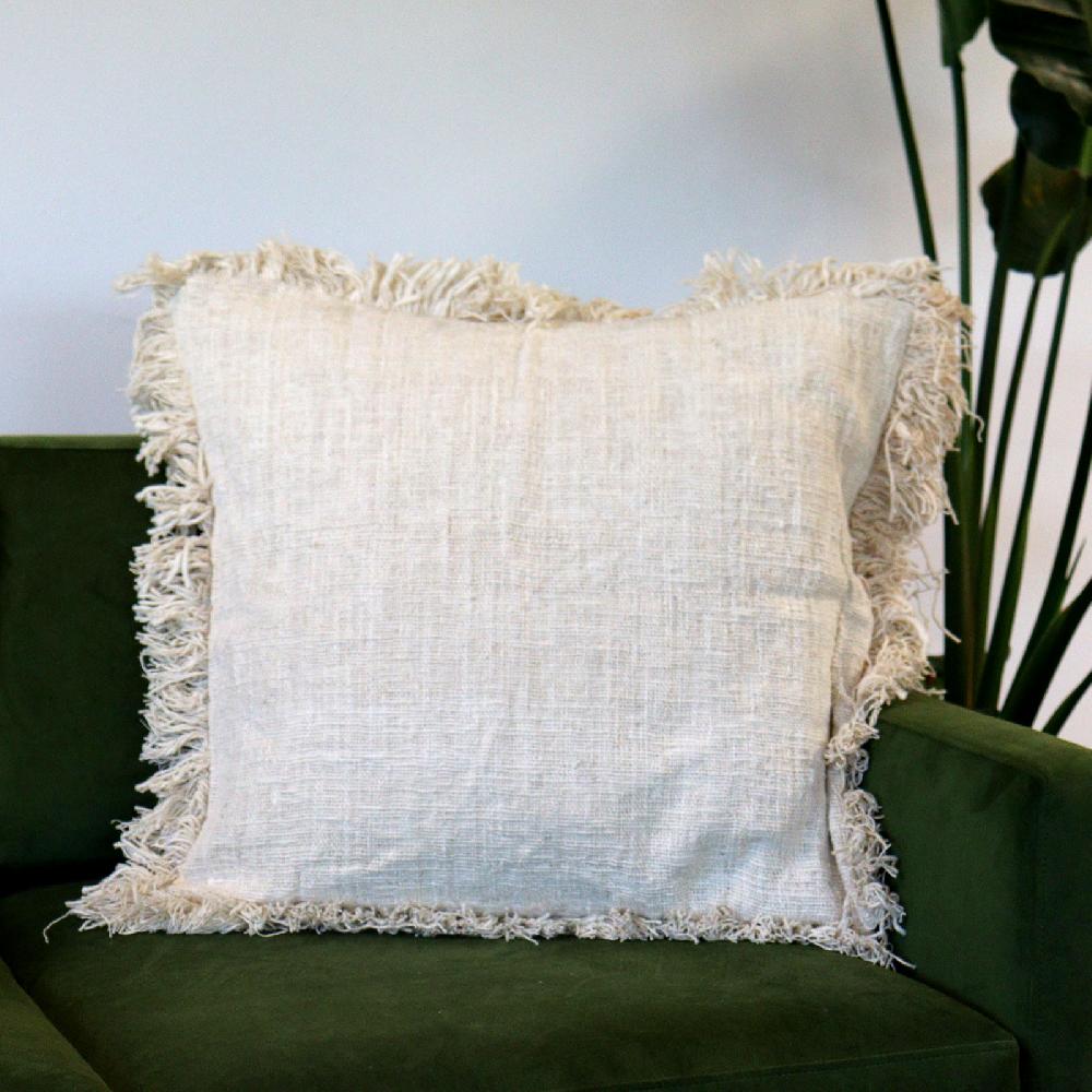 8x Linen Cushion Covers with Inner - with fringe 60x60cm