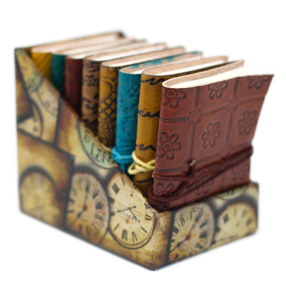 8x Mini Assorted Leather Notebooks (4x3")