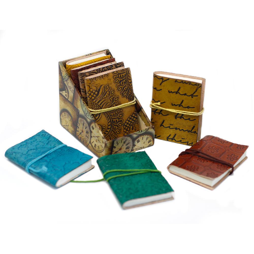 8x Mini Assorted Leather Notebooks (4x3")