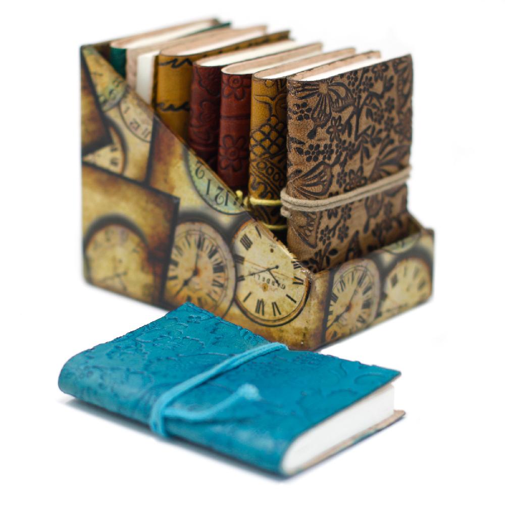8x Mini Assorted Leather Notebooks (4x3")