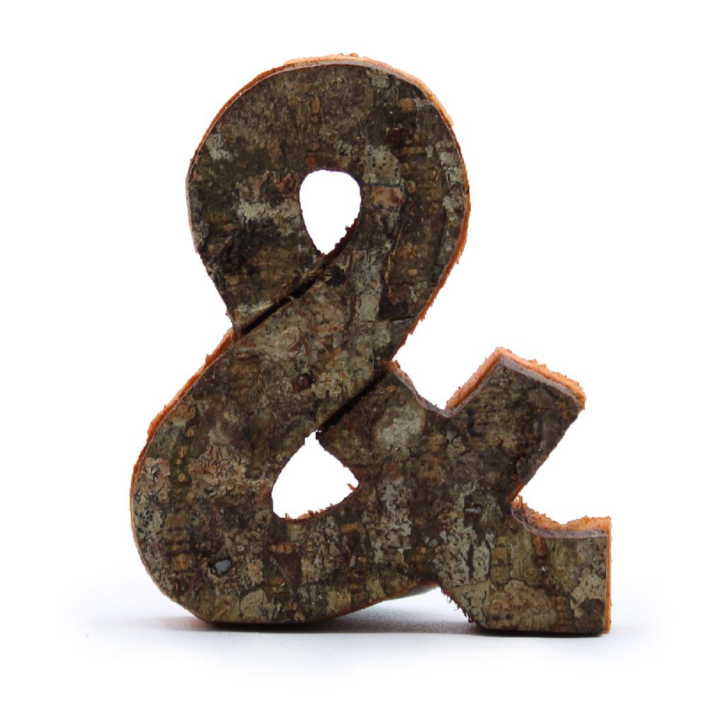 12x Rustic Bark Letter - "&" - 7cm