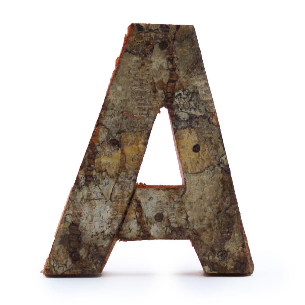 12x Rustic Bark Letter - "A" - 7cm