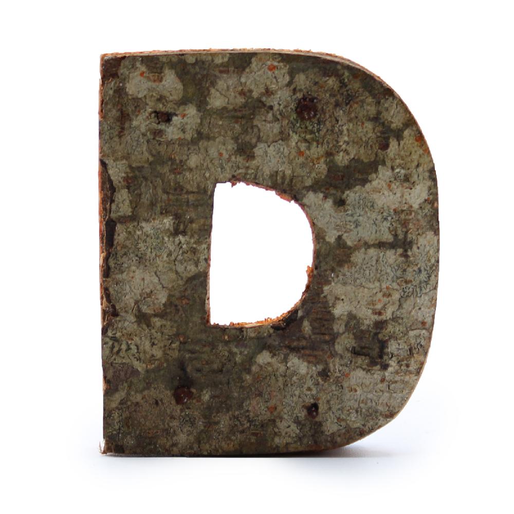 12x Rustic Bark Letter - "D" - 7cm