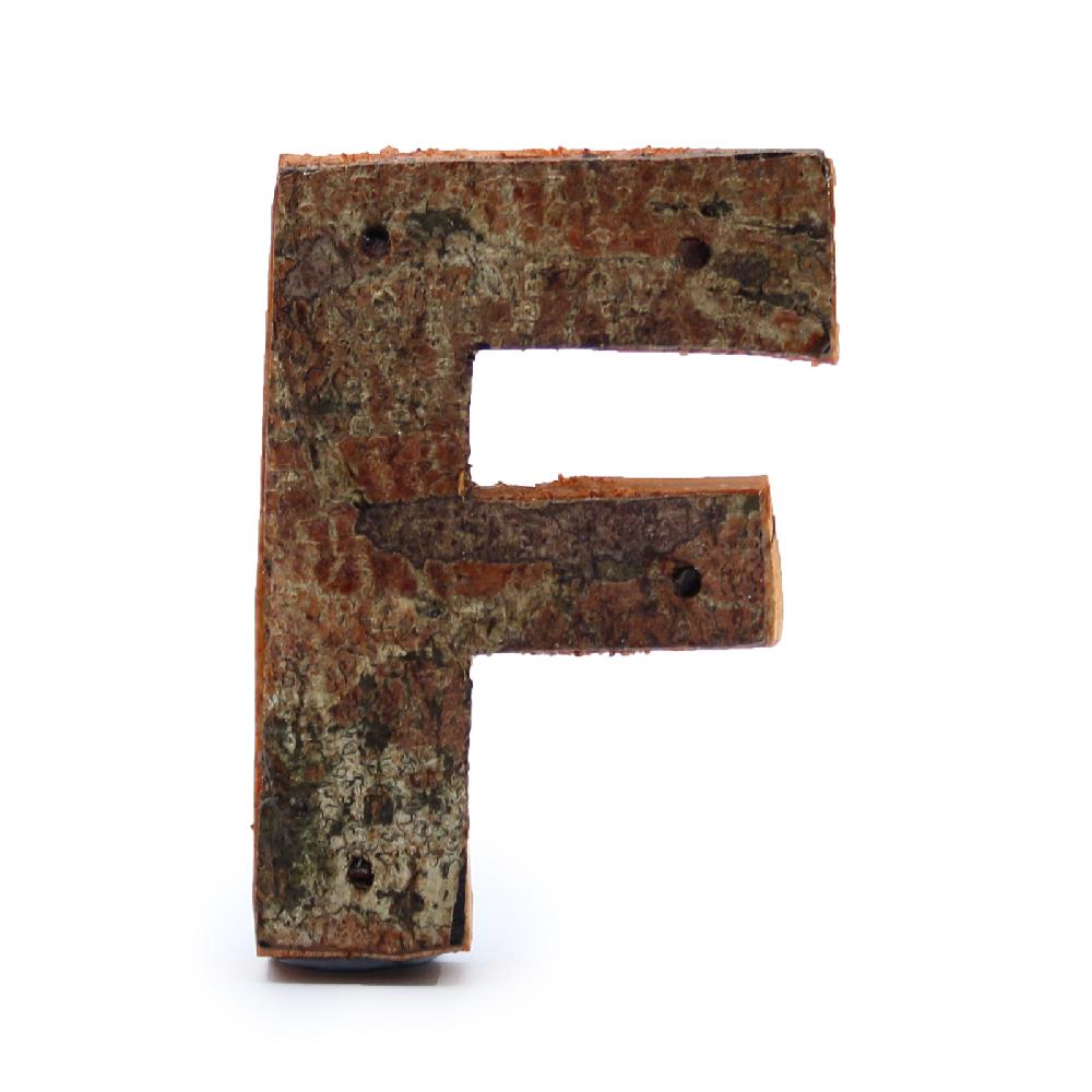 12x Rustic Bark Letter - "E" - 7cm