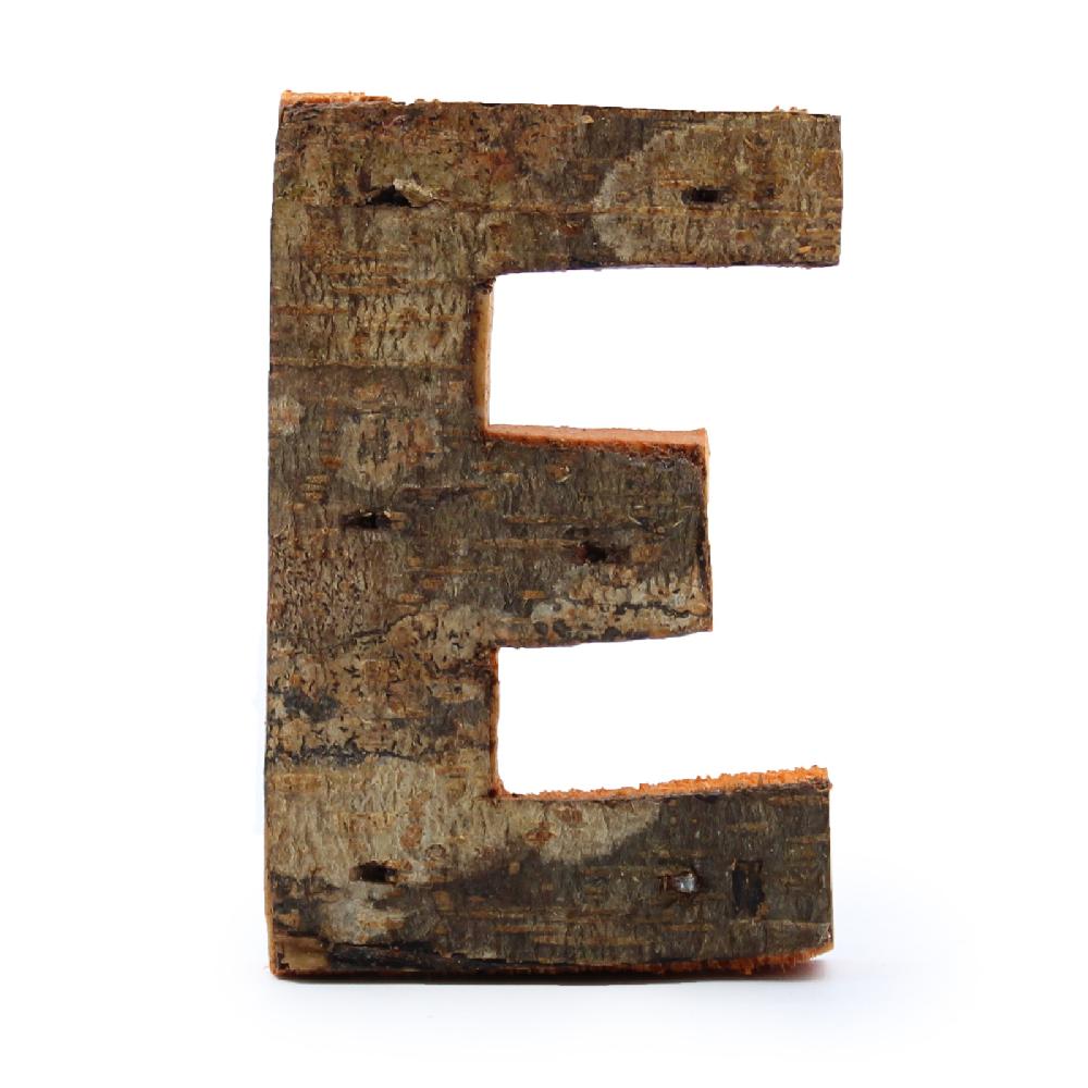 12x Rustic Bark Letter - "E" - 7cm