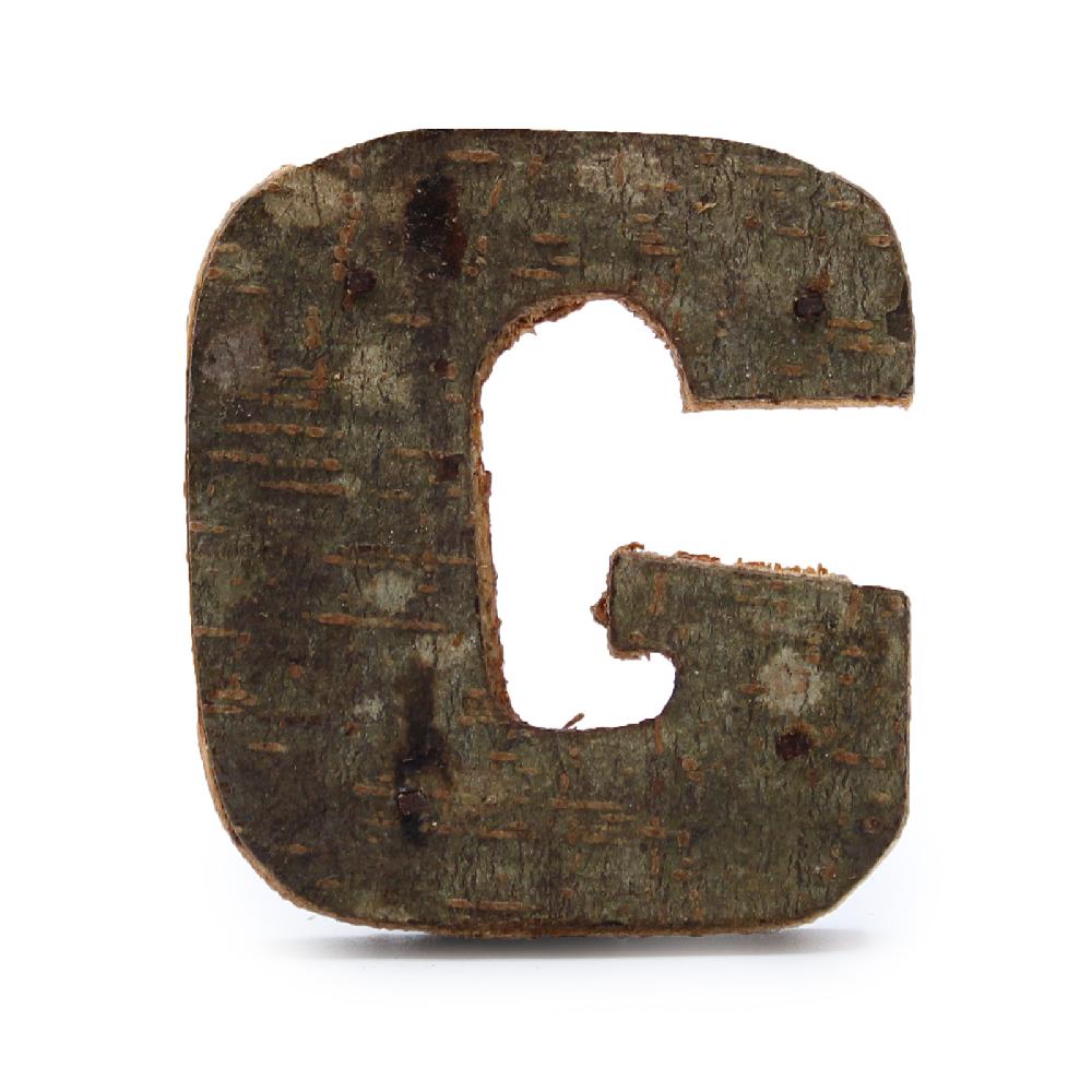 12x Rustic Bark Letter - "G" - 7cm
