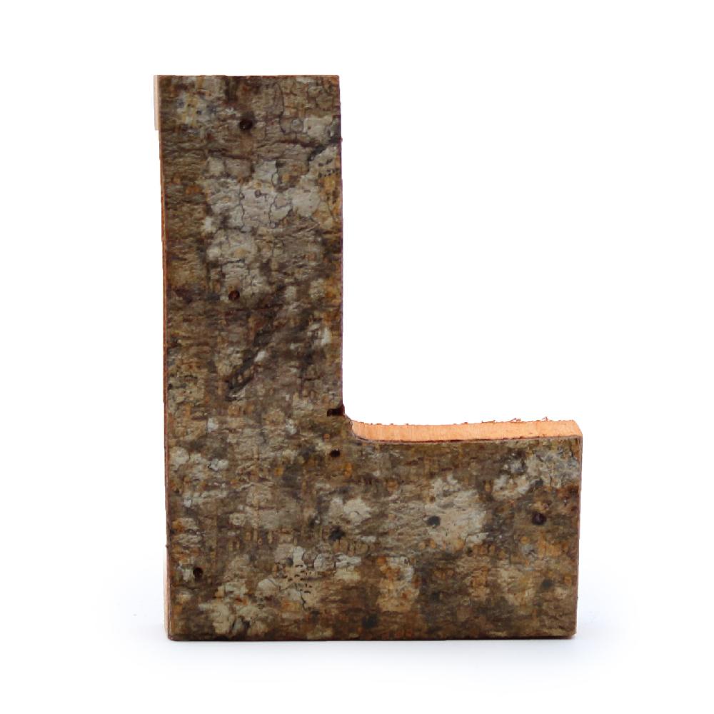 12x Rustic Bark Letter - "L" - 7cm