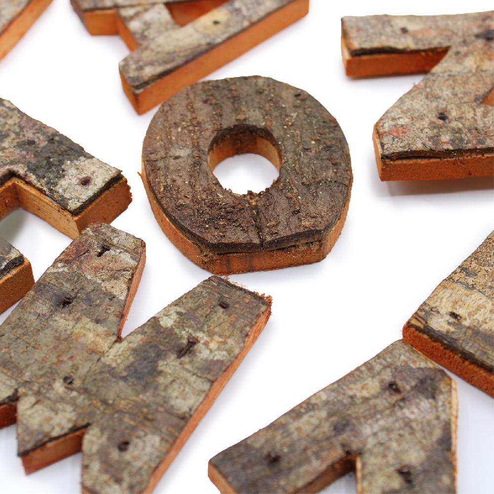 12x Rustic Bark Letter - "X" - 7cm