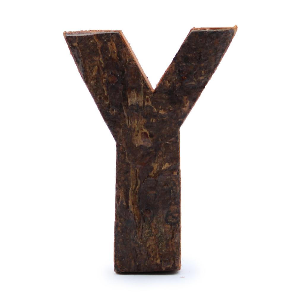 12x Rustic Bark Letter - "Y" - 7cm