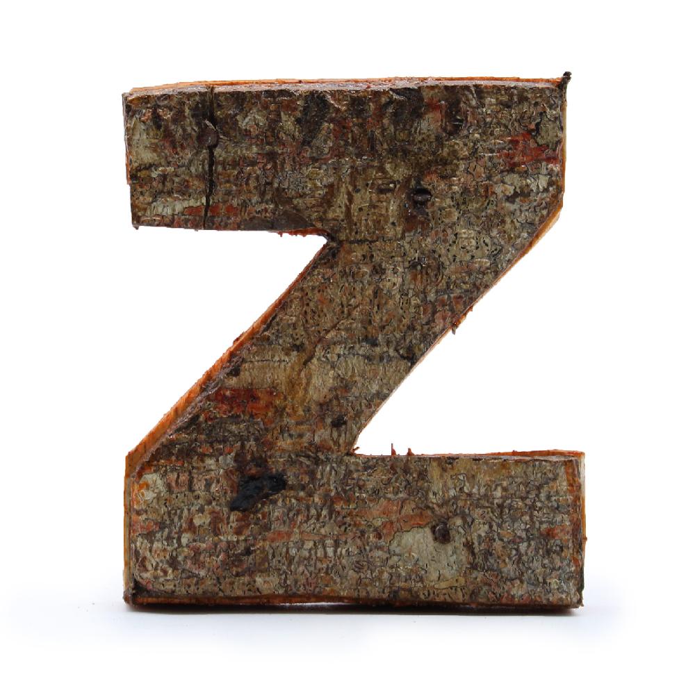 12x Rustic Bark Letter - "Z" - 7cm