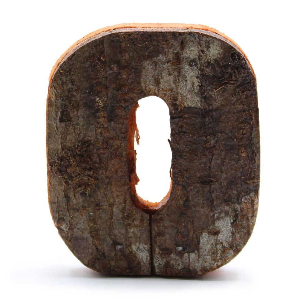 12x Rustic Bark Number - "0" - 7cm
