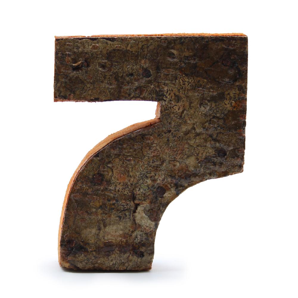 12x Rustic Bark Number - "7" - 7cm