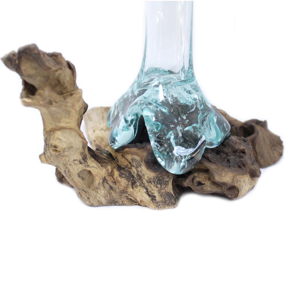 2x Molten Glass On Wood - Vase