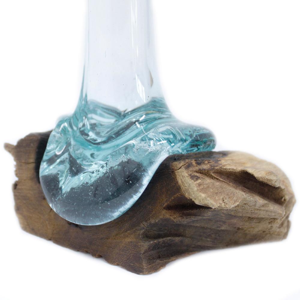 2x Molten Glass On Wood - Vase