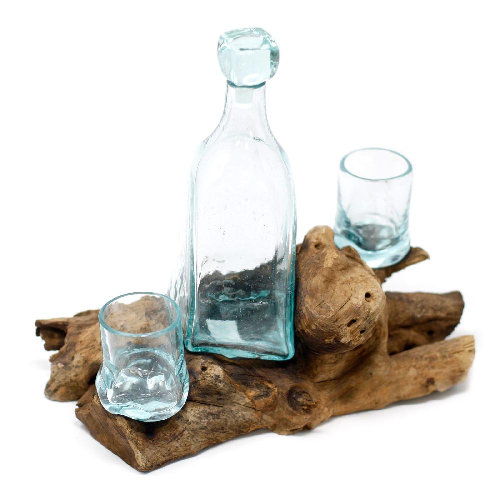 2x Molten Glass on Wood - Whisky Set