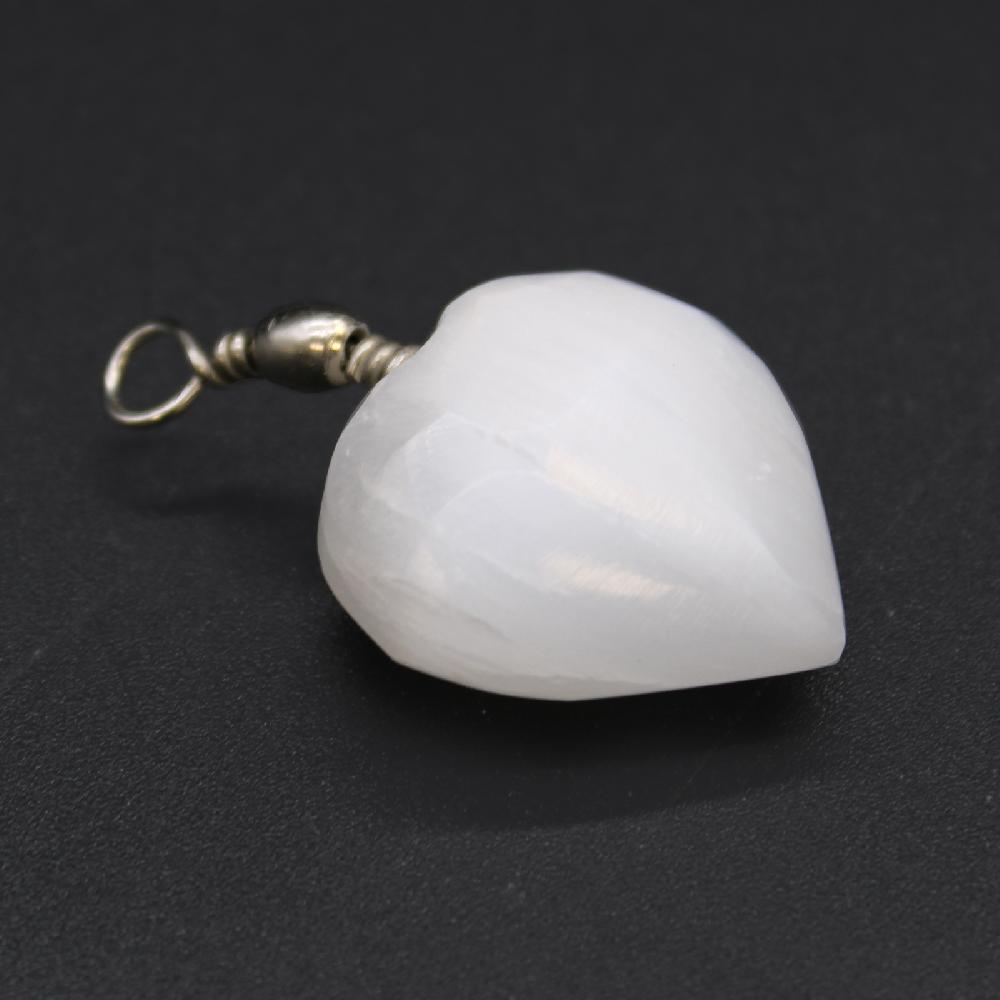 3x Selenite Heart Pendant