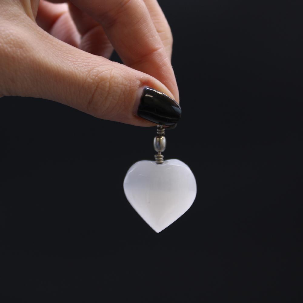 3x Selenite Heart Pendant
