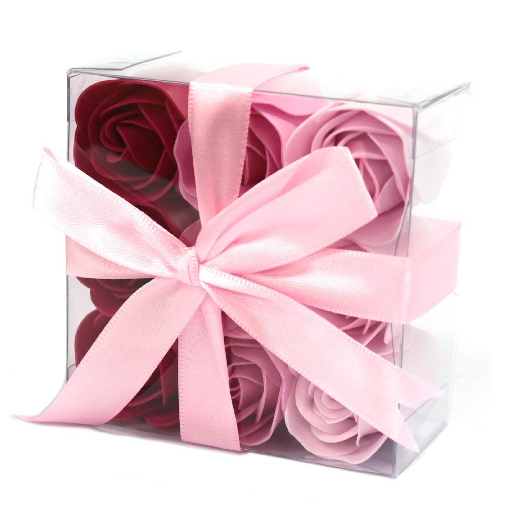 3x Set of 9 Soap Flowers - Pink Roses