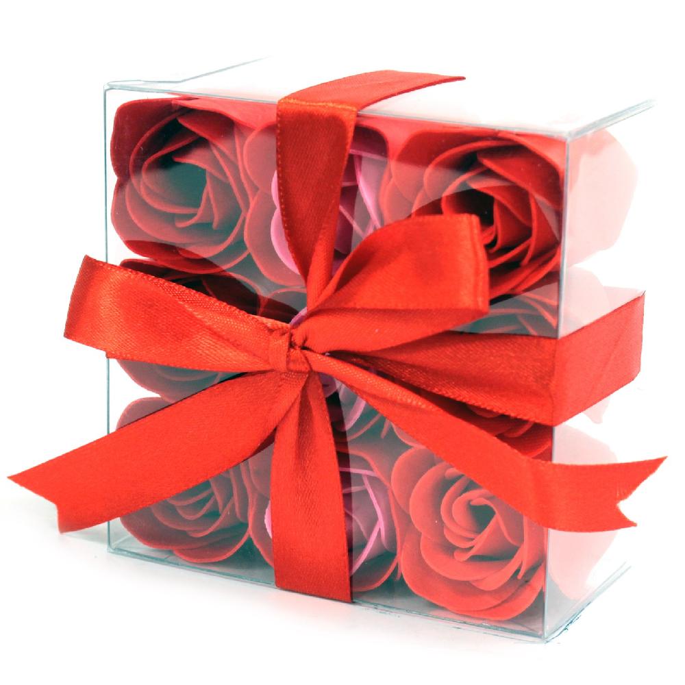 3x Set of 9 Soap Flowers - Red Roses