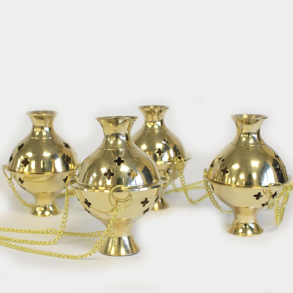 4x Hanging Brass Incense Burner