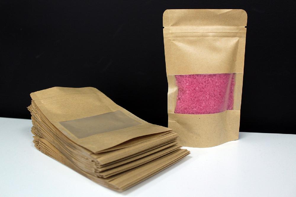 50x Kraft Window Bag 10x15 Cm