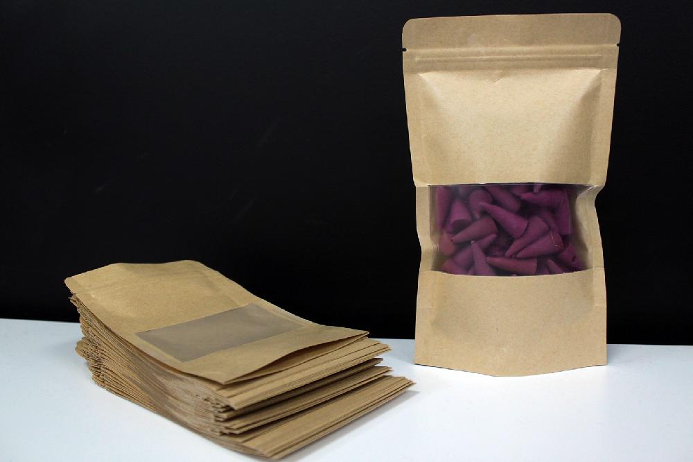 50x Kraft Window Bag 12x20 Cm