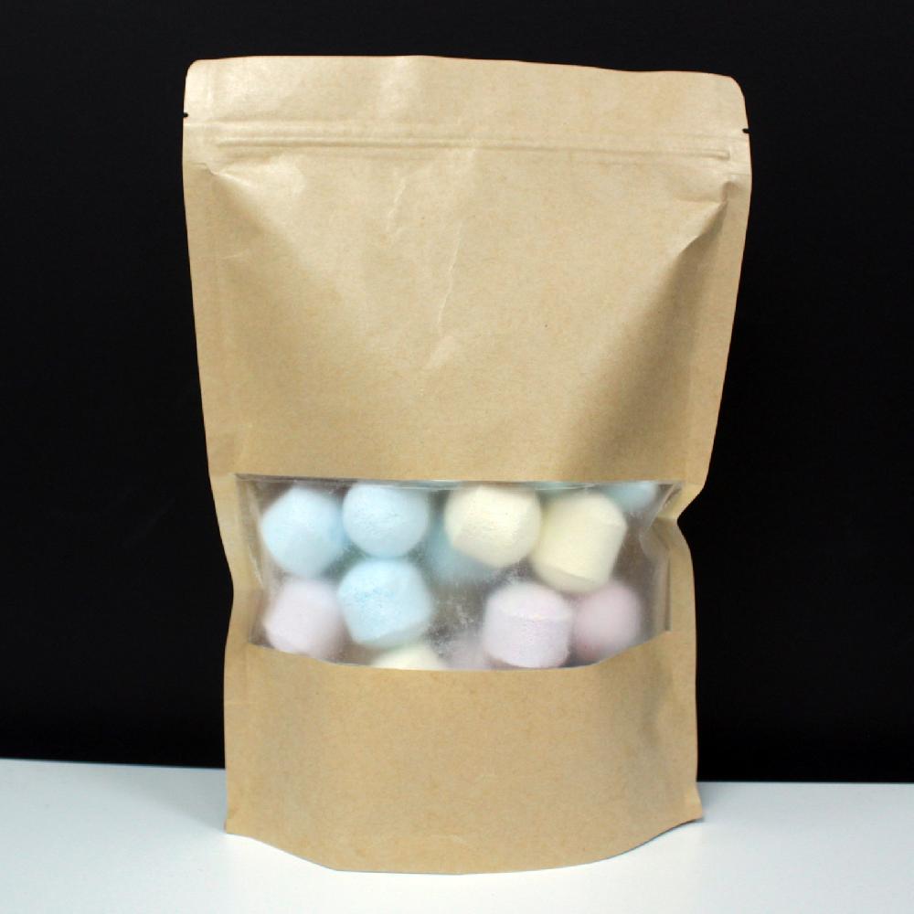 50x Kraft Window Bag 18x26 Cm