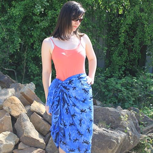 5x Bali Gecko Sarongs - Blue
